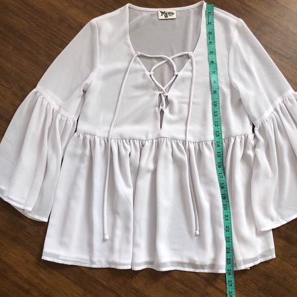 Show Me Your Mumu Babydoll Blouse Small Tie Top White Boho Peasant Romantic Poet - Picture 7 of 12